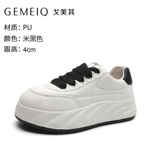 12649273.戈美其春夏小白鞋外穿新款百搭厚底增高女鞋时尚运动休闲鞋女单鞋