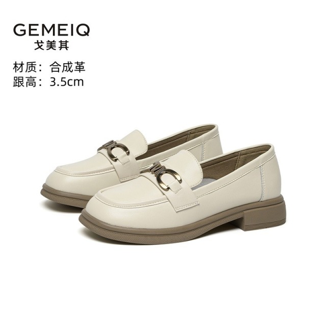 12649520.戈美其春季新款软底百搭英伦乐福鞋脚蹬时尚皮鞋女鞋厚底单鞋舒适