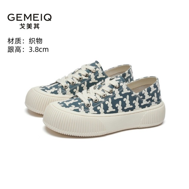 12649413.戈美其女鞋春季新款平底圆头浅口时尚单鞋贝壳拼色百搭运动休闲鞋