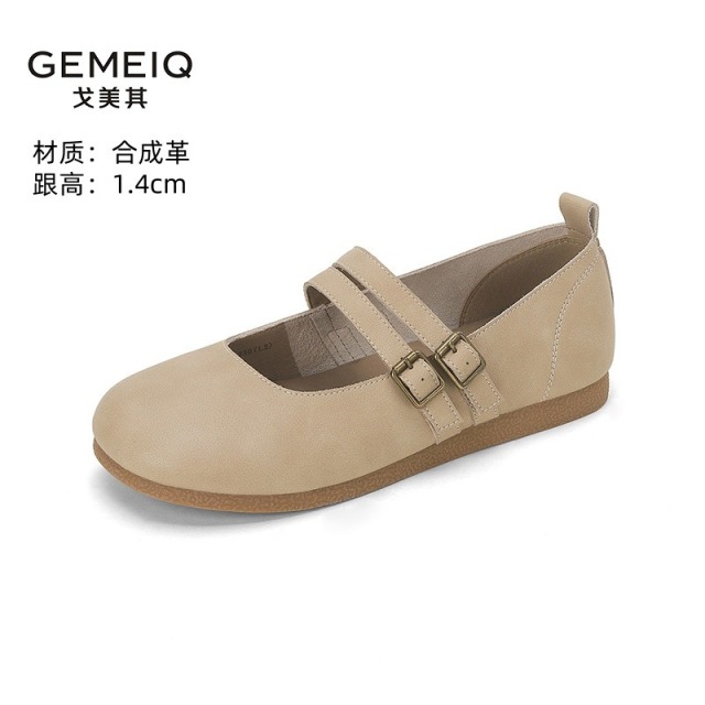12649587.戈美其软底单鞋平底春季新款皮鞋舒适玛丽豆豆珍鞋轻便奶奶鞋超软