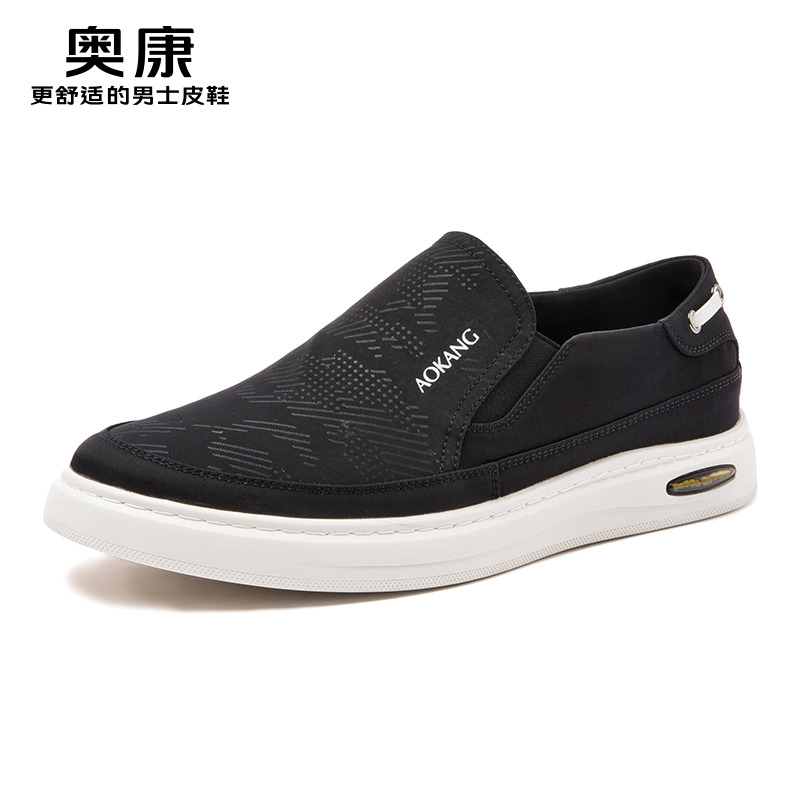 11414733.奥康帆布鞋时尚简约男鞋春秋透气休闲一脚蹬懒人鞋子舒适百搭板鞋