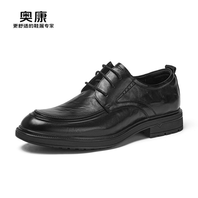 12434712.奥康男鞋春秋季新款舒适真皮通勤商务休闲男士皮鞋黑色结婚鞋