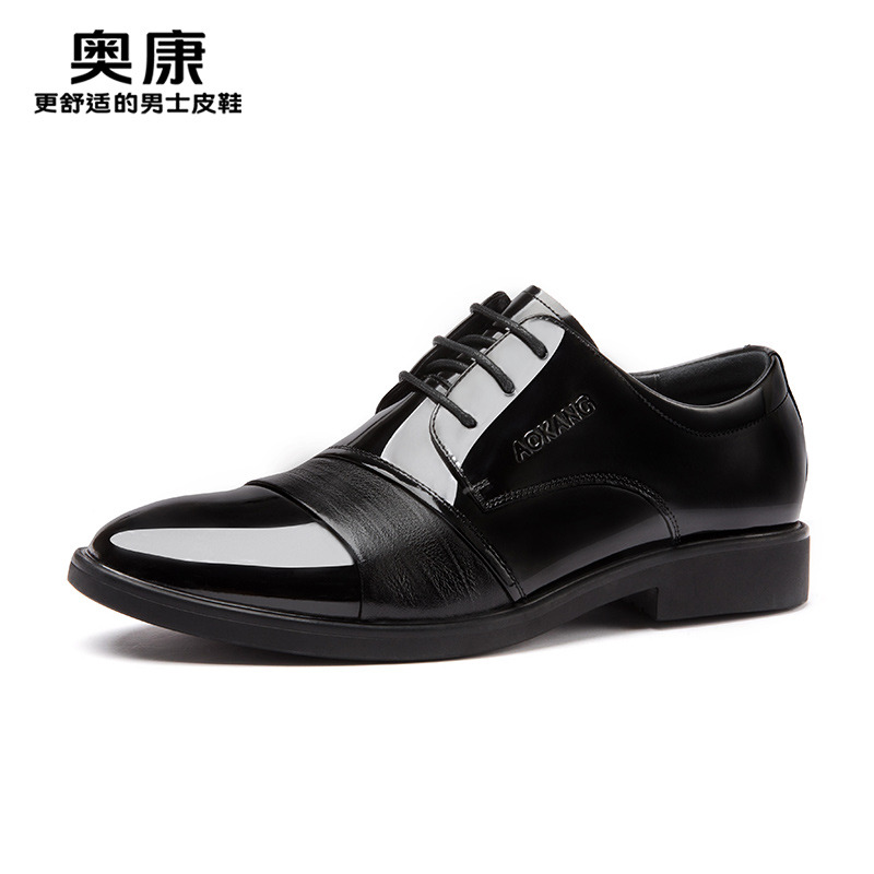 12437031.奥康男鞋秋季新款真皮商务正装皮鞋男款透气软底三接头男士新郎结婚鞋