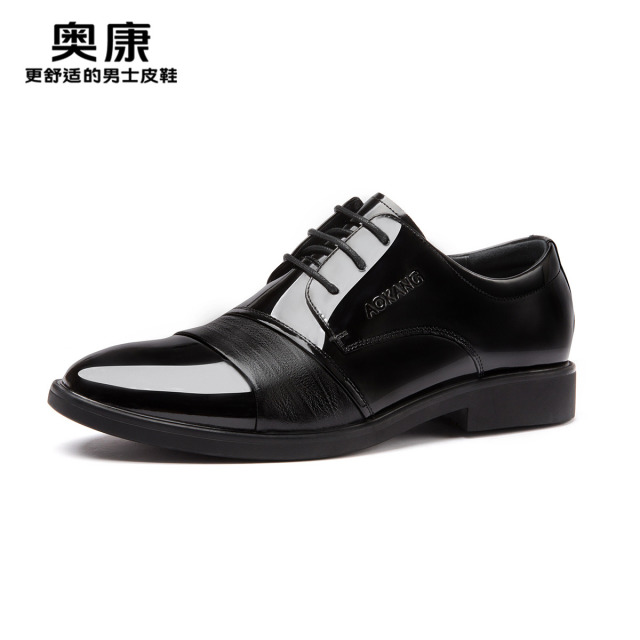 12437031.奥康男鞋秋季新款真皮商务正装皮鞋男款透气软底三接头男士新郎结婚鞋