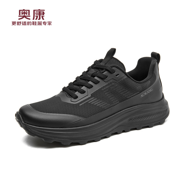 12442286.奥康男鞋秋季新款户外时尚休闲鞋厚底网面透气男士徒步运动鞋