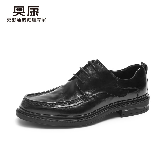 12446281.奥康男鞋秋季新款厚底商务休闲皮鞋真皮透气时尚结婚新郎鞋