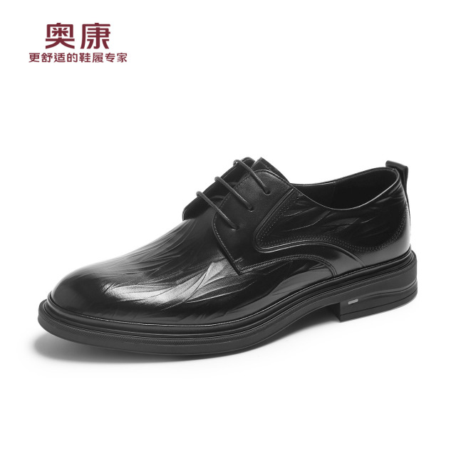 12446264.奥康男鞋秋新款真皮透气商务正装皮鞋英伦风时尚男士德比鞋