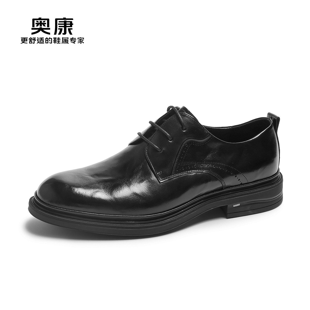 12446296.奥康男鞋秋季新款真皮商务休闲皮鞋英伦透气软底结婚新郎鞋