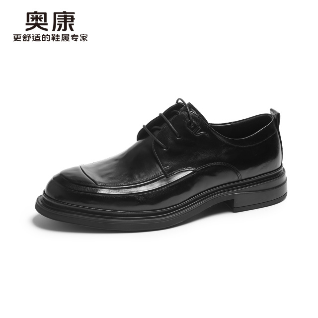 12446194.奥康男鞋秋季新款商务休闲皮鞋真皮透气男士正装时尚通勤德比鞋