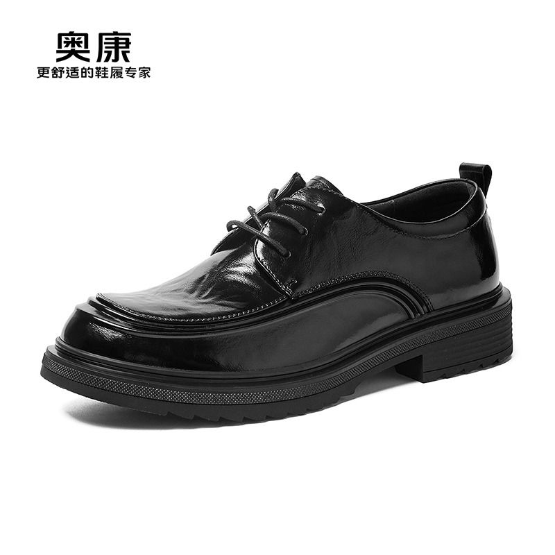 12448968.奥康男鞋秋季新款商务正装男士真皮百搭时尚潮流厚底英伦休闲皮鞋