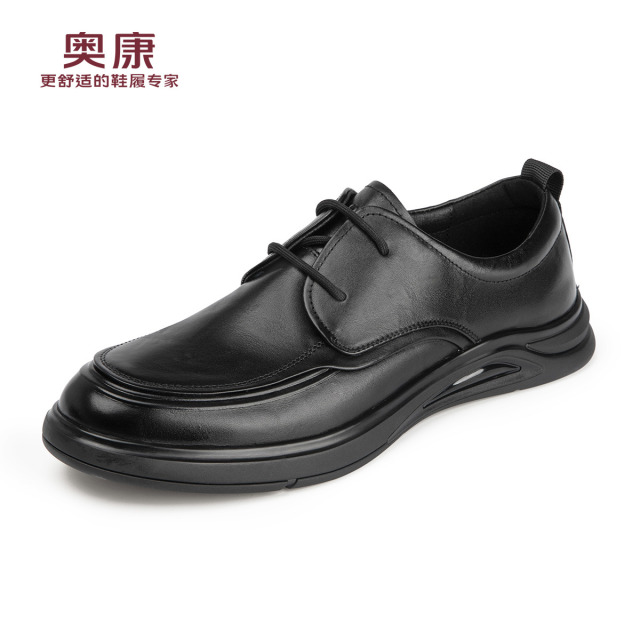 12449040.奥康男鞋秋季新款真皮软底休闲皮鞋通勤商务百搭系带中老年爸爸鞋