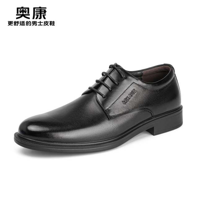 12451832.奥康男鞋秋季新款真皮商务休闲正装皮鞋舒适百搭通勤男士德比鞋