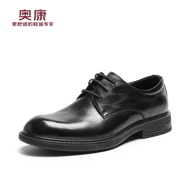 12453621.奥康男鞋秋季新款男士商务正装皮鞋真皮舒适德比鞋百搭时尚结婚新郎鞋