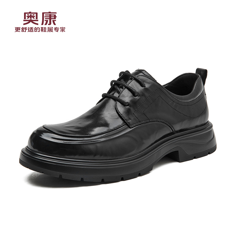 12454169.奥康男鞋秋季新款真皮软底时尚德比鞋厚底男士商务正装皮鞋办公鞋