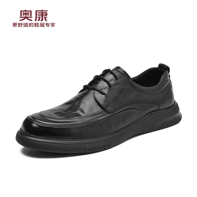 12454439.奥康男鞋秋季新款真皮系带商务休闲皮鞋舒适软底透气男士单鞋