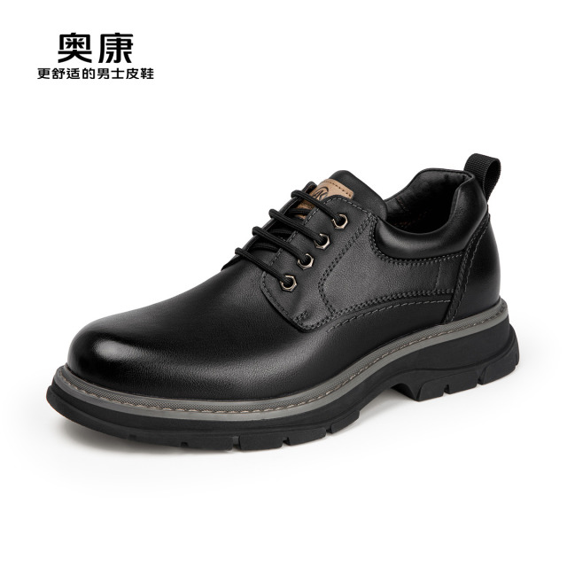 12460258.奥康男鞋秋季新款低帮户外马丁靴时尚休闲皮鞋舒适圆头厚底工装鞋