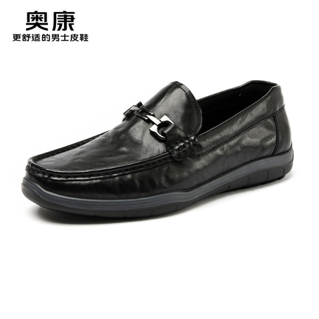 12460045.奥康男鞋秋季新款真皮商务皮鞋男款休闲乐福鞋男士通勤豆豆鞋