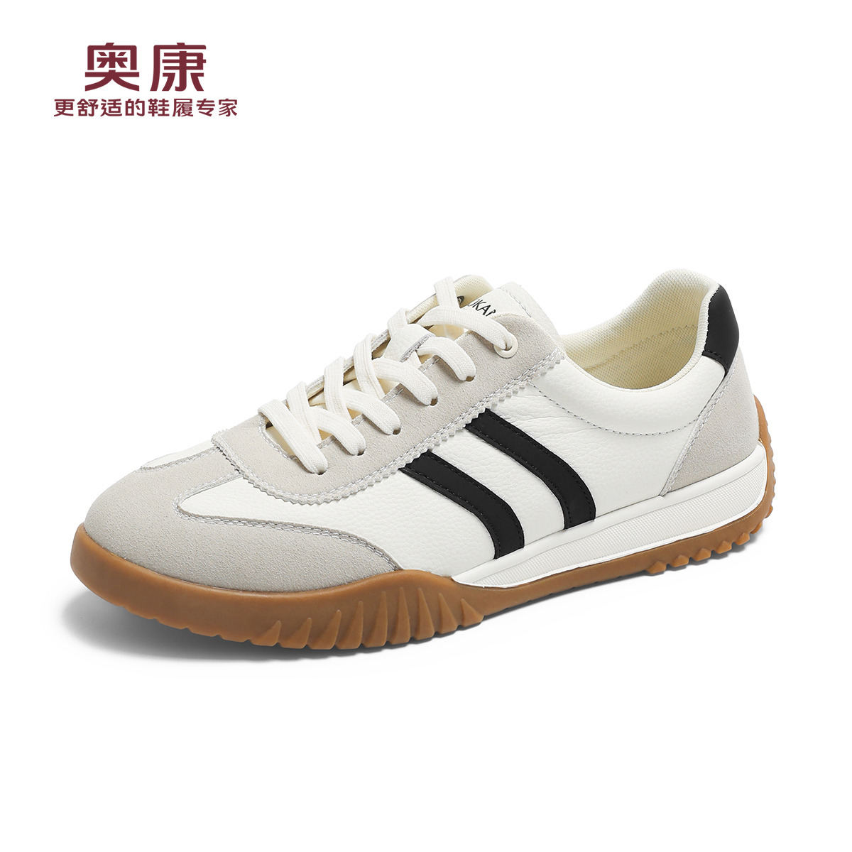 12460159.奥康男鞋秋季新款真皮德训鞋男士百搭时尚休闲鞋软底透气单鞋男