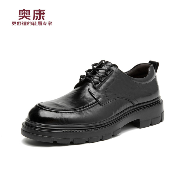 12705302.奥康秋季新款男士皮鞋商务休闲系带圆头厚底英伦风德比鞋男士结婚