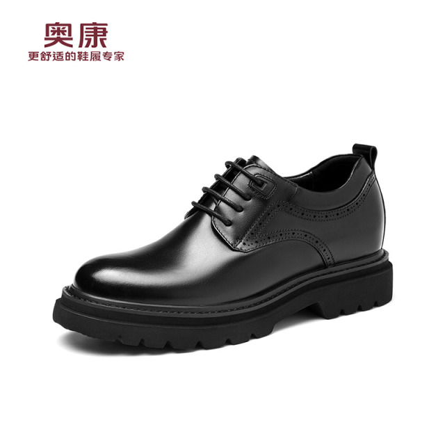 12703902.奥康增高8cm皮鞋男士商务正装皮鞋隐形内增高宴会结婚新郎皮鞋