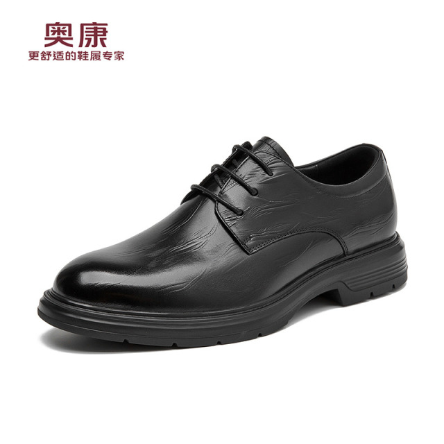 12704549.奥康秋季新款商务休闲皮鞋英伦风男士真皮透气职场正装结婚新郎鞋