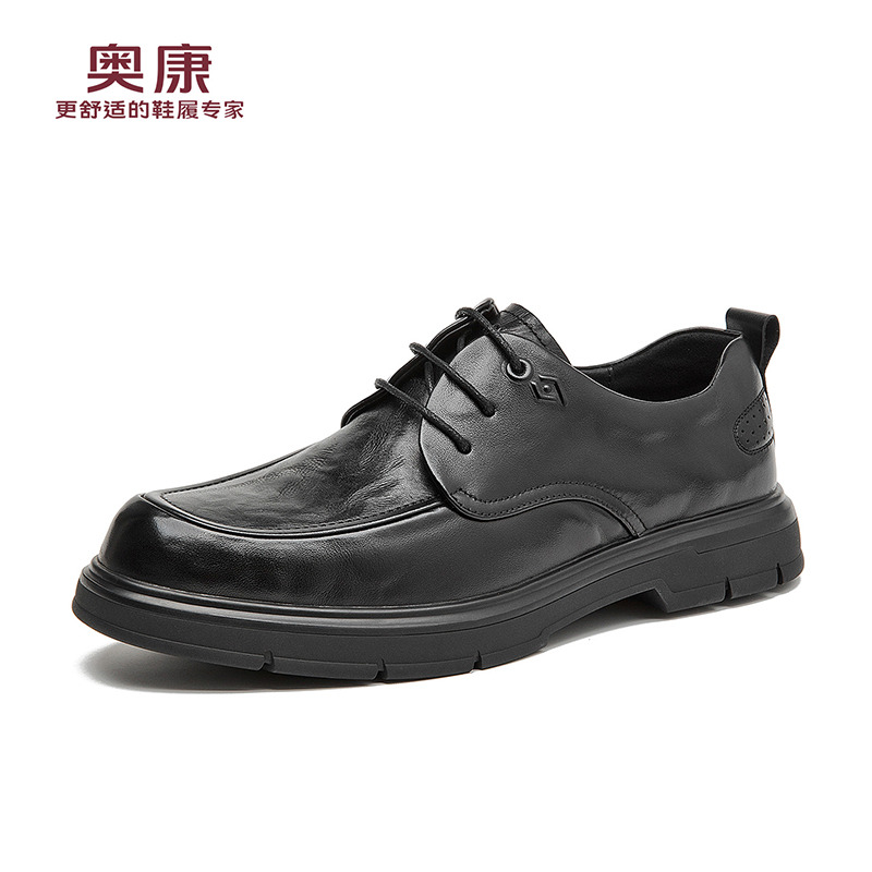 12704588.奥康男鞋秋季新款商务休闲皮鞋厚底真皮透气正装德比鞋新郎结婚鞋