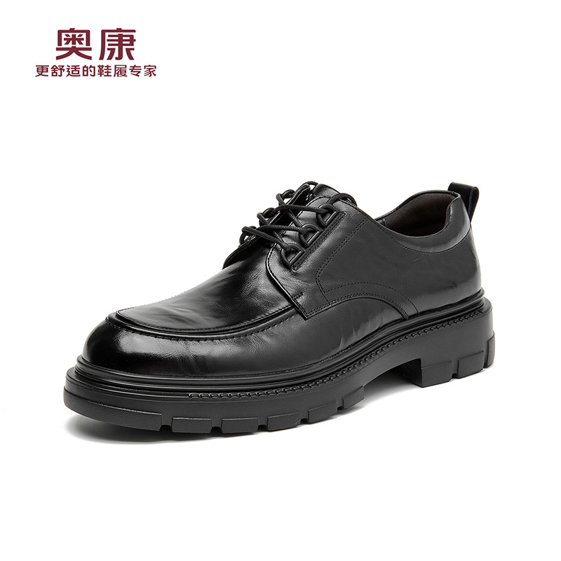 12705302.奥康秋季新款男士皮鞋商务休闲系带圆头厚底英伦风德比鞋男士结婚