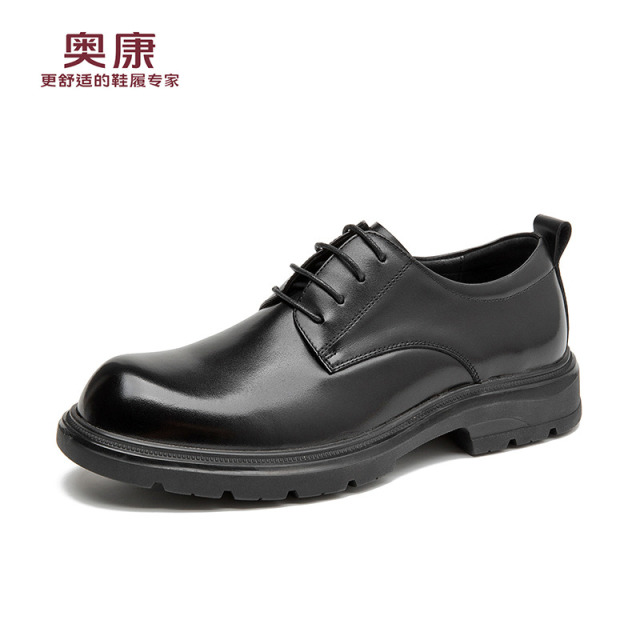 12705124.奥康男鞋新款男士商务正装皮鞋厚底增高德比鞋黑色系带英伦结婚鞋