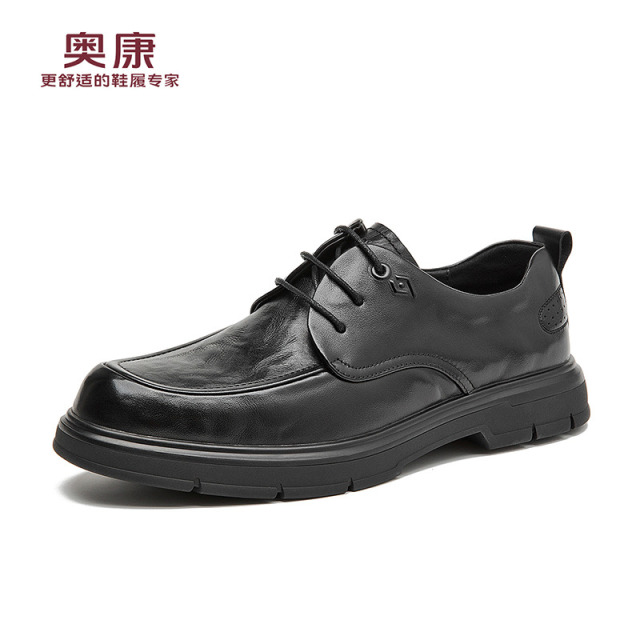12704588.奥康男鞋秋季新款商务休闲皮鞋厚底真皮透气正装德比鞋新郎结婚鞋