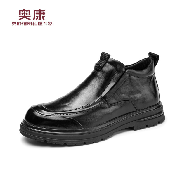 12782954.奥康男鞋冬季新款真皮商务休闲男士皮鞋加绒棉鞋中老年爸爸鞋
