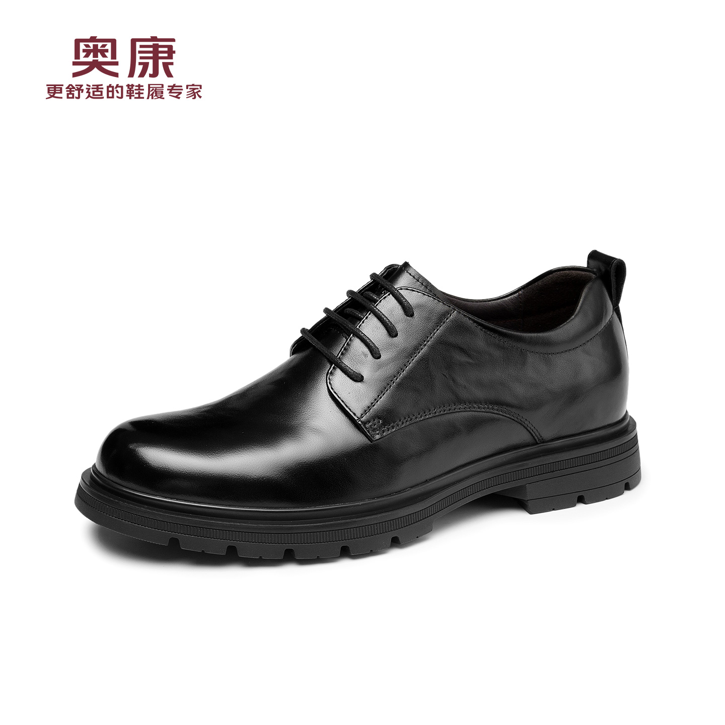 12787077.奥康秋季新款商务休闲皮鞋正装男德比鞋真皮厚底百搭结婚新郎鞋子