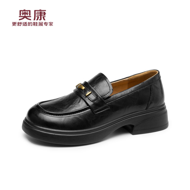 12787584.奥康女鞋春秋新款乐福鞋女百搭英伦小皮鞋舒适防滑妈妈鞋通勤单鞋