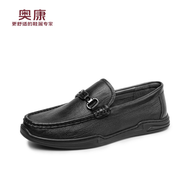 13140141.奥康男鞋春季一脚蹬休闲皮鞋男真皮羊皮软底软皮开车乐福豆豆鞋