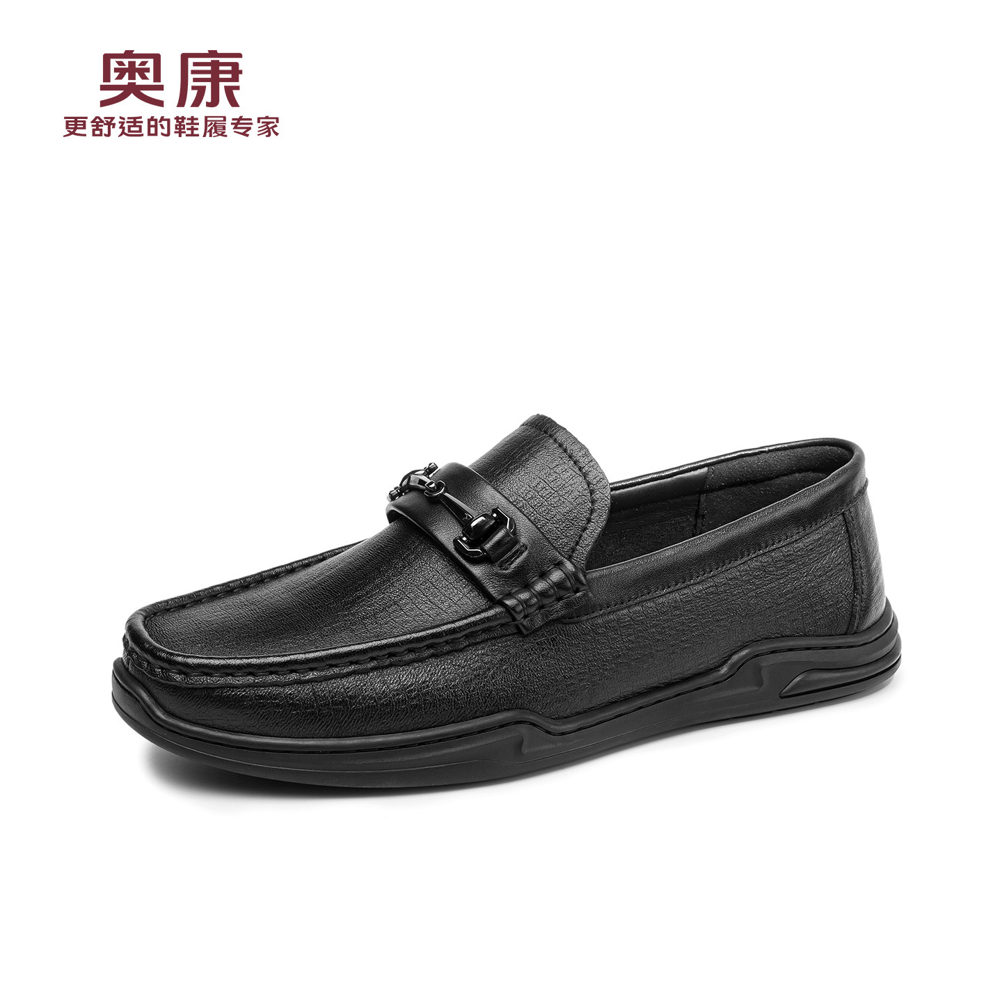 13140150.奥康男鞋春季新款羊皮英伦风商务休闲皮鞋男士一脚蹬真皮单鞋