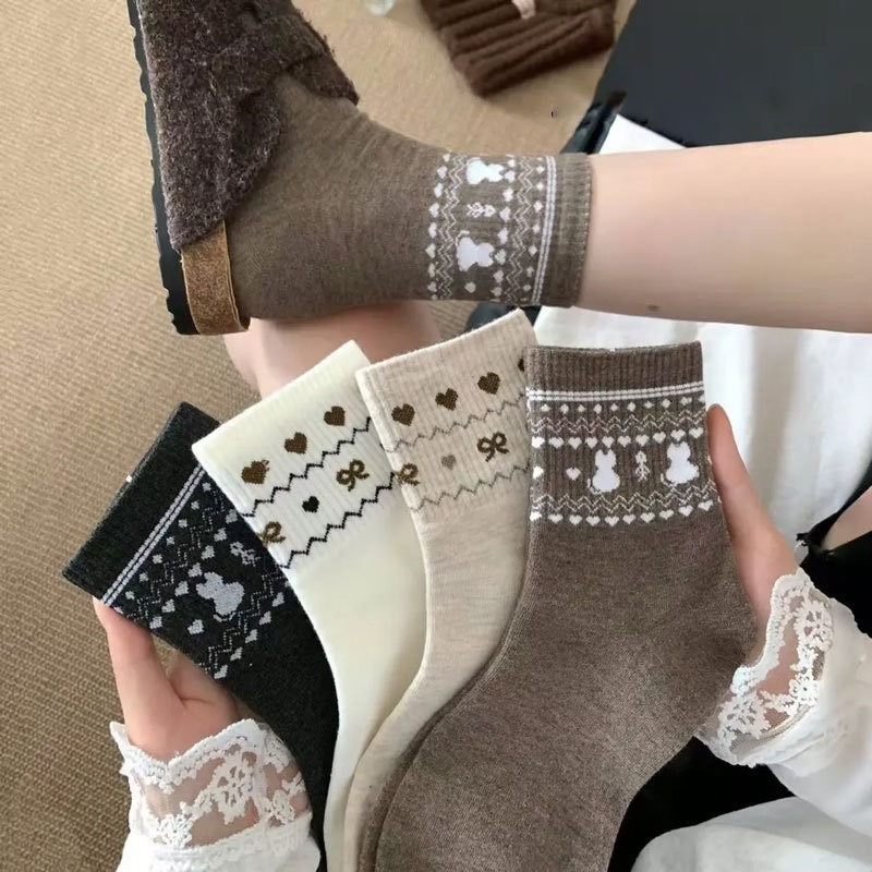 12822357.厚款袜子女中筒袜复古风Ins潮袜女士长袜休闲透气女袜