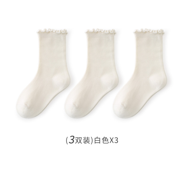 12845430.儿童袜子中筒花边堆堆袜秋冬季女童木耳边百搭宝宝袜