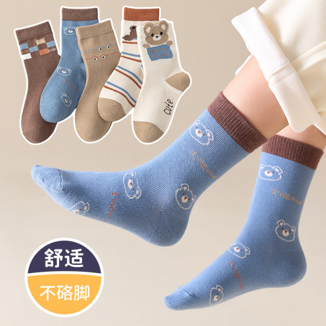 12846402.男童袜子儿童袜子春秋季男孩女孩宝宝中筒秋冬季卡通运动