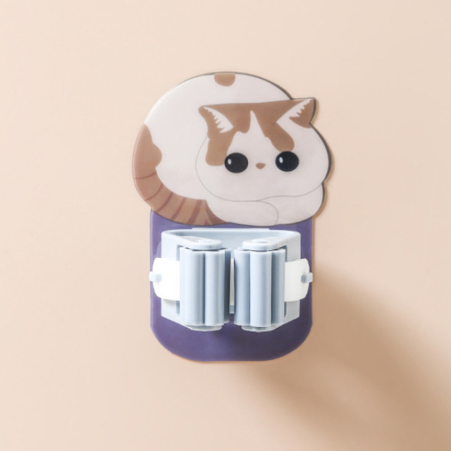 13240187.浴室拖把挂钩免打孔卡通款自粘拖把夹 扫把壁挂拖布挂架固定器