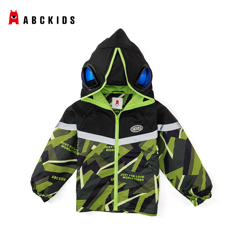 12602184.ABCKIDS童装男童上衣中大童秋季薄外套轻便风衣运动服跑步梭织外套简约训练防风户外软壳带眼镜