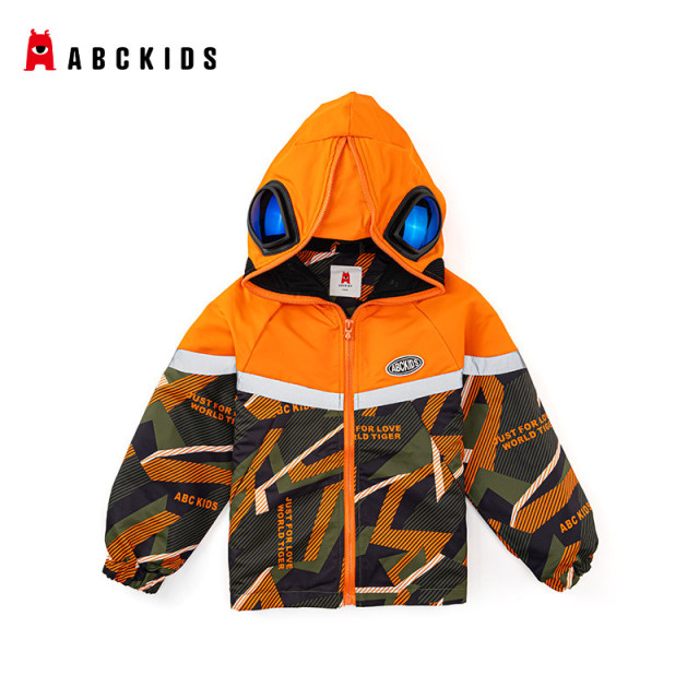 12602184.ABCKIDS童装男童上衣中大童秋季薄外套轻便风衣运动服跑步梭织外套简约训练防风户外软壳带眼镜