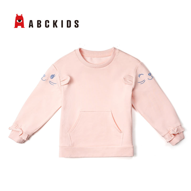 12740315.ABCKIDS童装A类女童圆领卫衣秋季休闲百搭洋气内搭打底衫长袖上衣套头衫柔软打底宝宝外穿秋冬款舒适女孩潮套头卫衣小童