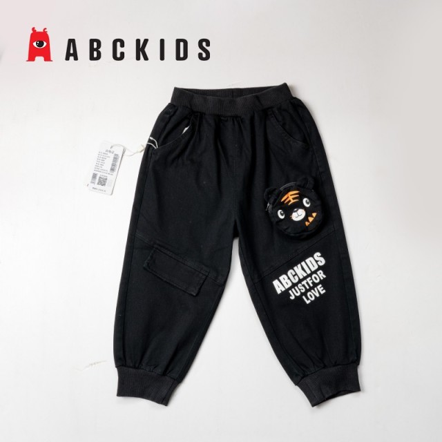 12740314.ABCKIDS童装A类男童梭织长裤秋季休闲裤百搭洋气内搭女童宝宝针织长裤柔软运动裤小童外穿校服裤春秋款舒适潮裤子带零钱包