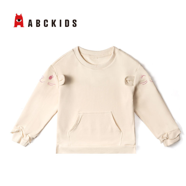 12740315.ABCKIDS童装A类女童圆领卫衣秋季休闲百搭洋气内搭打底衫长袖上衣套头衫柔软打底宝宝外穿秋冬款舒适女孩潮套头卫衣小童