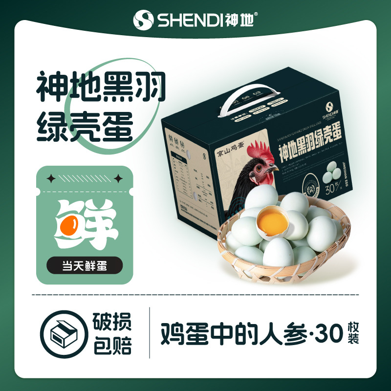 13286338.(鸡蛋中的人参)神地黑羽绿壳蛋(全球仅5000羽国家畜禽遗传资源保护珍禽,院士专家团队保种育种)