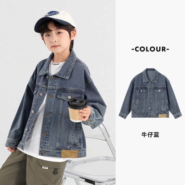 13310863.【百搭耐穿】男童外套2026秋新款儿童帅气牛仔服简潮有型翻领上衣
