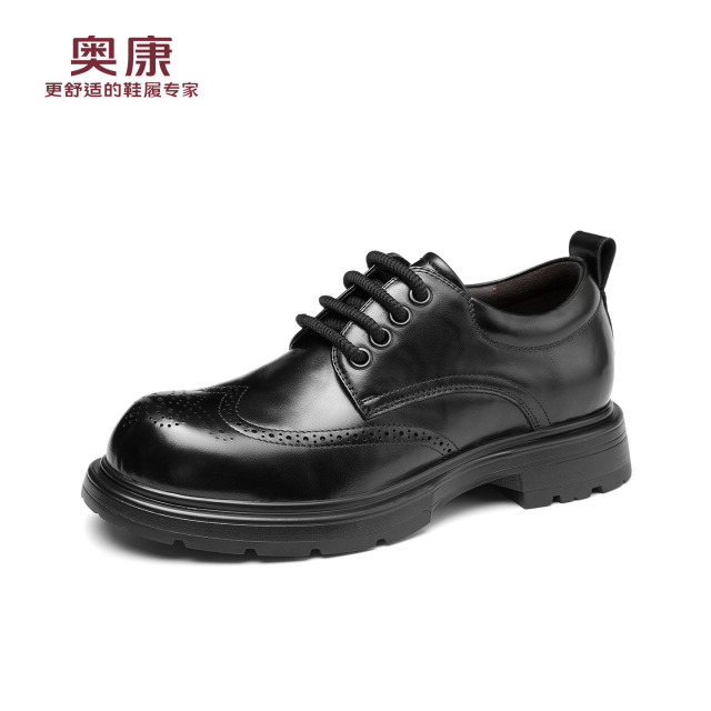 12783776.奥康男鞋春秋男士内增高皮鞋舒适隐形7CM增高鞋商务通勤德比鞋