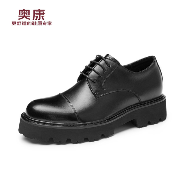 13115508.奥康【头层牛皮】男鞋春秋新款商务正装厚底增高德比鞋英伦风大头皮鞋