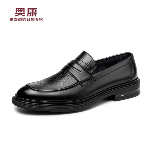 13122177.奥康男鞋2026新款秋季休闲皮鞋男士真皮软底防滑百搭商务正装