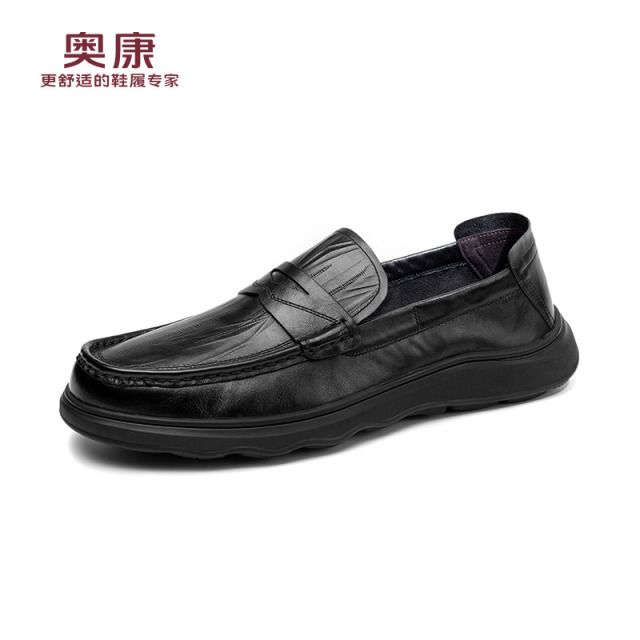 13122460.奥康【头层牛皮】真皮男鞋2026秋季新款商务正装舒适一脚蹬皮鞋男