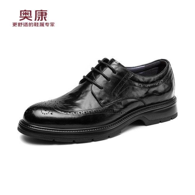 13133048.奥康【头层牛皮】男鞋2026春秋新款商务休闲正装皮鞋男系带英伦风